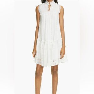 REBECCA TAYLOR Silk White Eyelet Dress, size 6